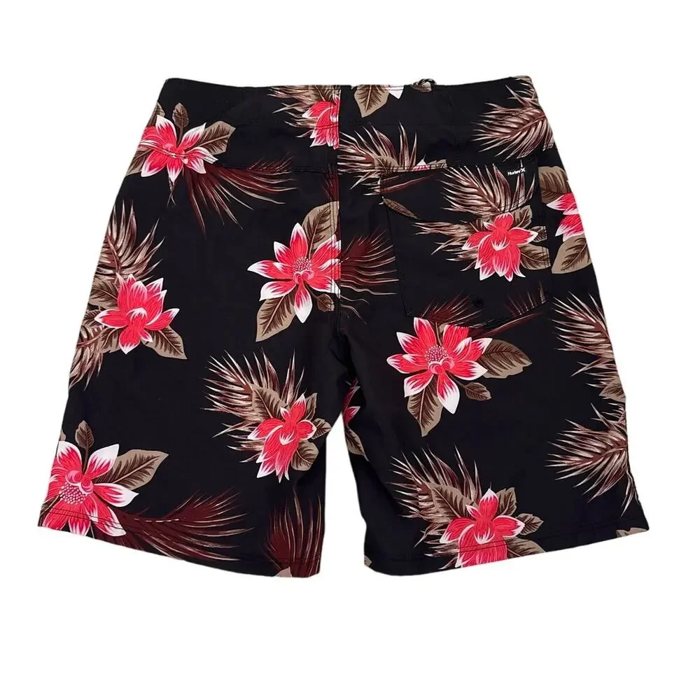 Hurley Swim Black Floral Board Shorts Bathing Suit Size Youth 28 (10/12)